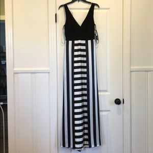 Formal Black & White Striped Gown